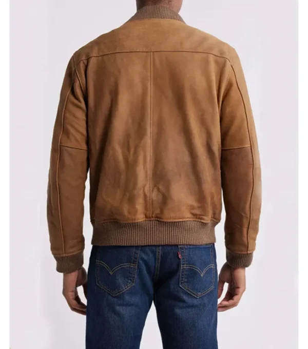 Brown Suede Leather Jacket Back