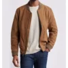 Brown Suede Leather Jacket Front