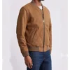 Brown Suede Leather Jacket Side Look
