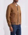 Brown Suede Leather Jacket Side Look