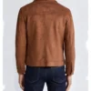 Brown Suede Leather Jacket with Classic Collar Back