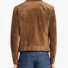 Brown Suede Trucker Leather Jacket Back