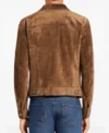 Brown Suede Trucker Leather Jacket Back