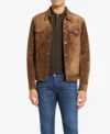 Brown Suede Trucker Leather Jacket on Sale