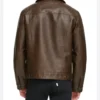 Brown Trucker Jacket for Men in Genuine Leather Back