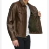 Brown Trucker Jacket for Men in Genuine Leather Closer