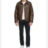 Brown Trucker Jacket for Men in Genuine Leather Front