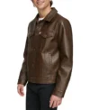 Brown Trucker Jacket for Men in Genuine Leather Side Look