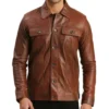 Brown Trucker Leather Jacket for Men
