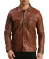 Brown Trucker Leather Jacket for Men