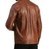 Brown Trucker Leather Jacket for Men Back
