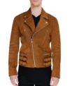 Brown Zipper Jacket in Suede Leather