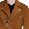 Brown Zipper Jacket in Suede Leather CLoser
