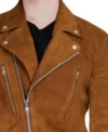 Brown Zipper Jacket in Suede Leather CLoser
