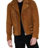 Brown Zipper Jacket in Suede Leather on Sale