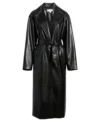 Buy Black Belted Leather Long Coat For Women Front