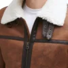 Buy Brown B3 Aviator Jacket with White Fur