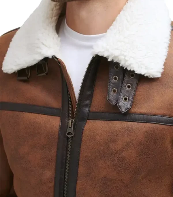Buy Brown B3 Aviator Jacket with White Fur
