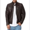 Buy Dark Brown Leather Cafe Racer Jacket for Men