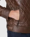 Buy Men Brown Quilted Leather Jacket