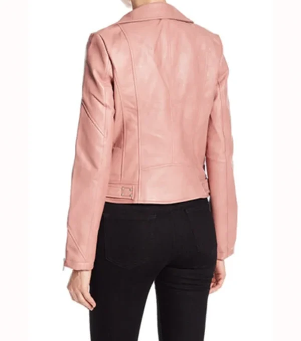 Buy Pink Biker Style Leather Jacket Backs