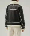 Classic B3 Jacket in Black Leather with White Shearling Back