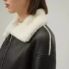 Classic B3 Jacket in Black Leather with White Shearling Back
