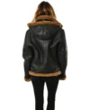 Classic Black Real Leather Jacket with Hood Back