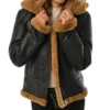 Classic Black Real Leather Jacket with Hood Sale