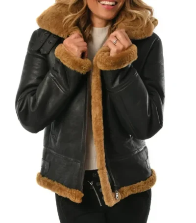 Classic Black Real Leather Jacket with Hood Sale