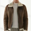 Classic Brown B3 Aviator Jacket with Inner Fur Front