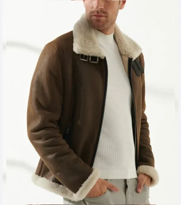 Classic Brown B3 Aviator Jacket with Inner Fur Side Look