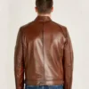 Classic Brown Cafe Racer Leather Jacket Back