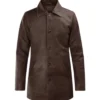Classic Brown Plain Leather Coat