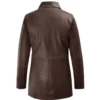 Classic Brown Plain Leather Coat Back