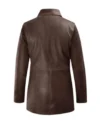 Classic Brown Plain Leather Coat Back