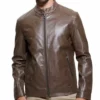 Classic Dark Brown Cafe Racer Leather Jacket