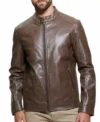 Classic Dark Brown Cafe Racer Leather Jacket