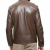 Classic Dark Brown Cafe Racer Leather Jacket Back