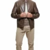 Classic Dark Brown Cafe Racer Leather Jacket on Sale
