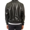 Classic Men Black Leather Bomber Jacket Back