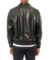 Classic Men Black Leather Bomber Jacket Back