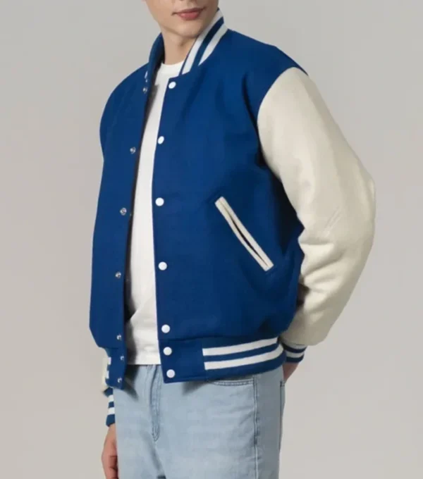 Classic Varsity Wool Jacket with White Sleeves on Sale