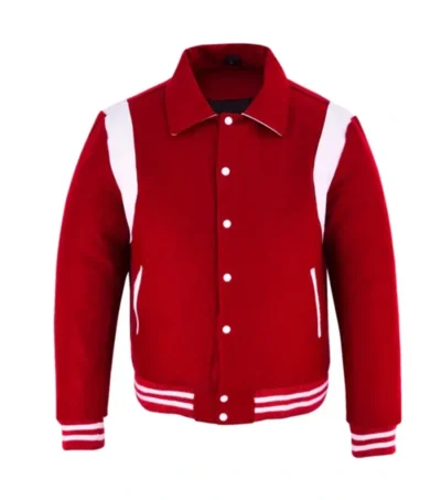 CrimsonCore Red Wool Bomber Jacket