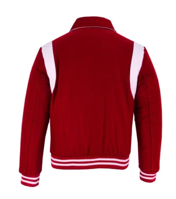CrimsonCore Red Wool Bomber Jacket Back