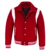 CrimsonCore Red Wool Bomber Jacket Front