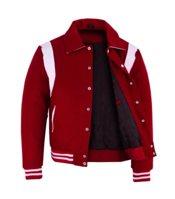 CrimsonCore Red Wool Bomber Jacket Inner