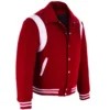 CrimsonCore Red Wool Bomber Jacket Side Look