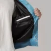 Darevon Blue Satin Varsity with White Sleeves Jacket Inner