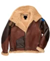 Dark Brown Aviator B3 Leather Jacket with Beige Fur
